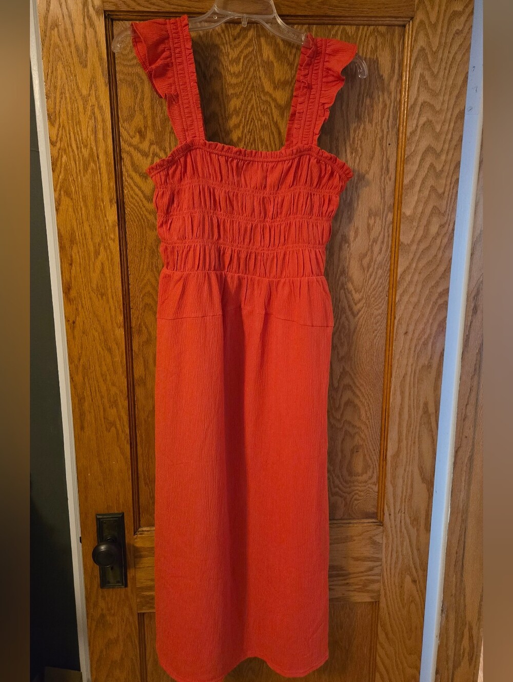 Old Navy Orange Smocked Dress with Ruffle Trim